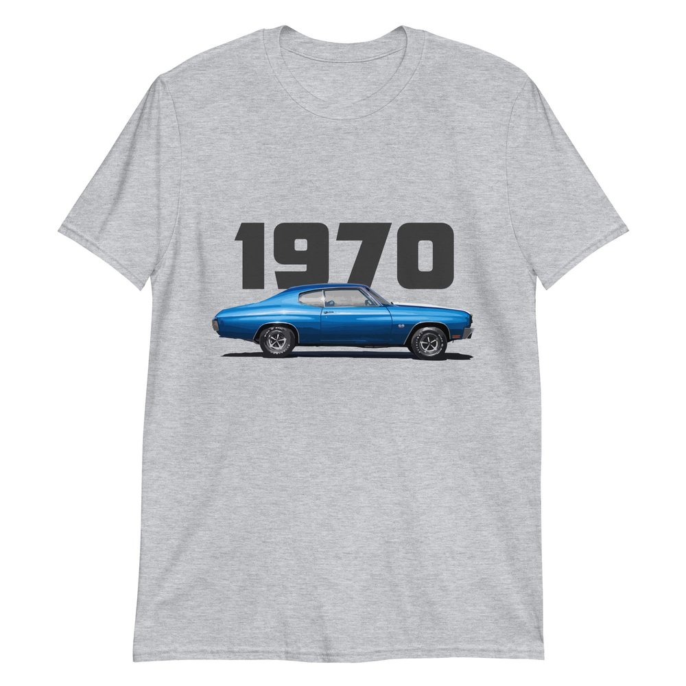 1970 Chevelle SS Blue Muscle Car Classic Cars Short-Sleeve Unisex T-Shirt