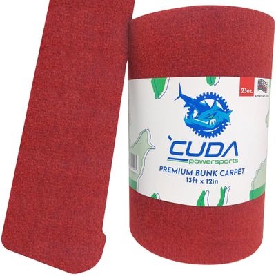 Cuda Boat Trailer Bunk Carpet-Various Sizes with or Without Rustproof Staples-Marine Trailer Bunk Carpet Marine Grade 9 inch 12 inch 18 inch Black Lift Covers Staples (Red (NO Staples), 12in x 13Ft)