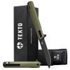 TEKTO F2 Bravo Folding Pocket Knife - D2 Steel Blade, Ceramic Ball Bearings - EDC - Snap, Swift Flip for Camping, Backpacking - 2.4oz (68g), G10 OD Green Handle, Black Titanium Accents view 1