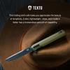 TEKTO F2 Bravo Folding Pocket Knife - D2 Steel Blade, Ceramic Ball Bearings - EDC - Snap, Swift Flip for Camping, Backpacking - 2.4oz (68g), G10 OD Green Handle, Black Titanium Accents view 4