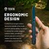 TEKTO F2 Bravo Folding Pocket Knife - D2 Steel Blade, Ceramic Ball Bearings - EDC - Snap, Swift Flip for Camping - 2.4oz (68g), Forged Ember Handle, Black Titanium Accents view 2