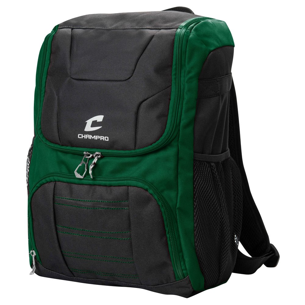 Champro Prodigy Backpack for T-Ball, Baseball, Softball Youth Equipment Carrier, Forest Green