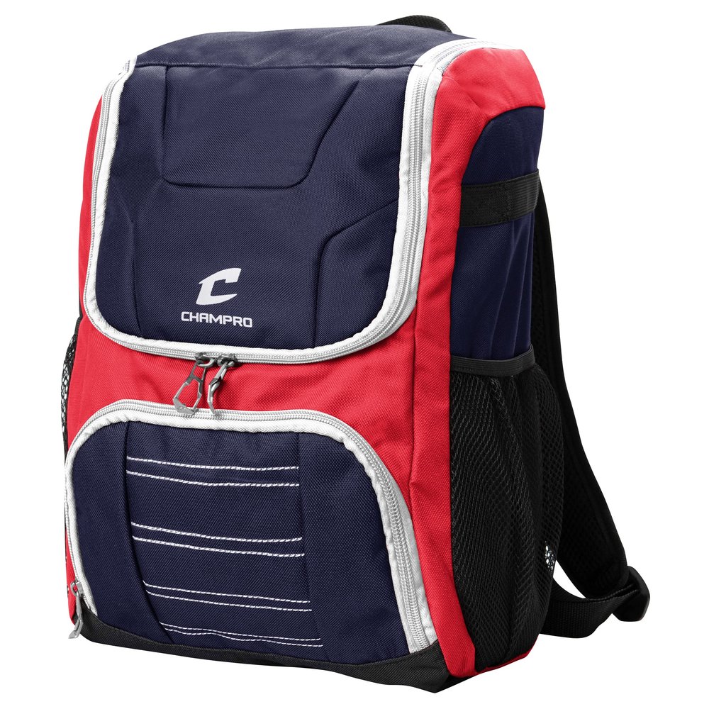Champro Prodigy Backpack for T-Ball, Baseball, Softball Youth Equipment Carrier, Red, White, and Blue