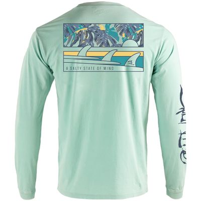 Salt Life Stacked Up Long Sleeve Pocket Tee, Sea Glass, Small