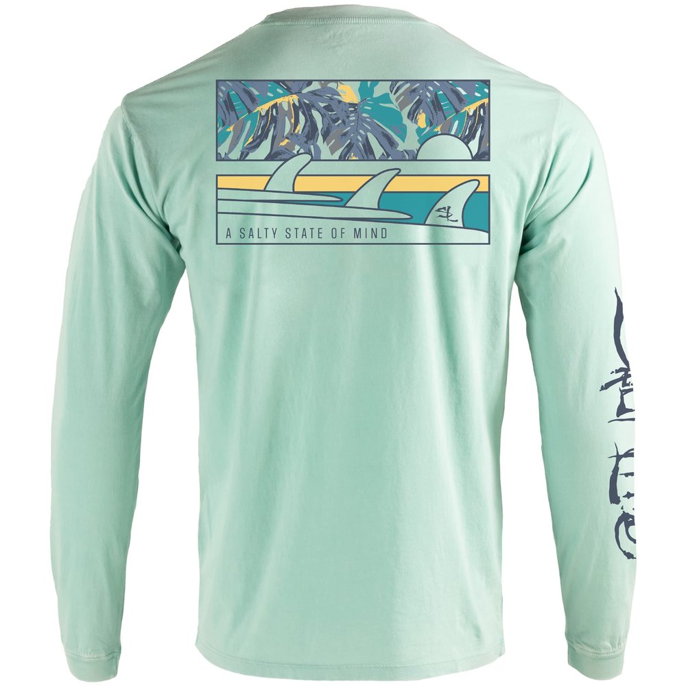 Salt Life Stacked Up Long Sleeve Pocket Tee, Sea Glass, Small