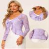 Allegra K Bolero Shrug for Women's Lace Cardigan Tie Front Crop Ruffled Formal Dressy Wedding Shrugs X-Large Light Purple view 4