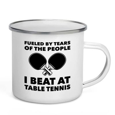 Table Tennis Camper Mug 12oz - Fueled by tears - Table Tennis Paddles Ping Pong Table Tennis Racket Indoor Game Score Keeper Professional Tennis Trainer