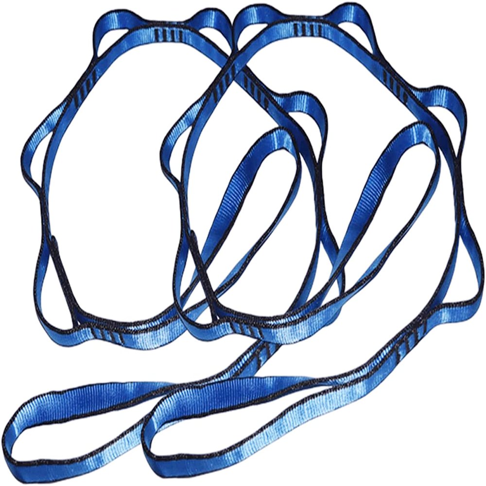 2Pcs 22KN Strong Climbing Strap Daisy Chain Nylon Daisy Chain Adjustable Strap Rope Length 110/150/180cmYoga Extend Belt (Blue, 1.5m)