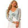 Allegra K Bolero Shrug for Women's Lace Cardigan Tie Front Crop Ruffled Formal Dressy Wedding Shrugs Small Grey view 1