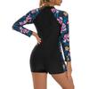 ABOCIW Womens Boyleg Long Sleeve Rashguard Swimsuit Floral Print Athletic One Piece Bathing Suit UPF 50 Zipper Surfing Wetsuit Swimwear Pink Large view 2