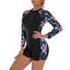 ABOCIW Womens Boyleg Long Sleeve Rashguard Swimsuit Floral Print Athletic One Piece Bathing Suit UPF 50 Zipper Surfing Wetsuit Swimwear Pink Large view 4