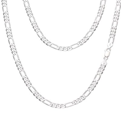 ASDULL 925 Sterling Silver 5mm Figaro Link Chain Necklace for Men Women Diamond Cut Silver Link Chain 16 Inches