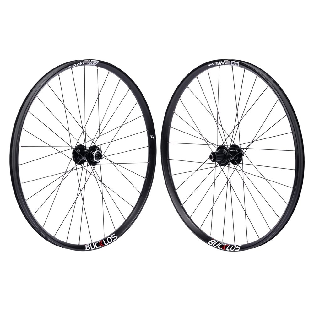 BUCKLOS 27.5/29 in Thru Axle Mountain Bike Wheelset, Front 15 * 100mm Rear 12 * 142mm MTB Wheelset, Dual Disc Brakes Double Wall Clincher 1.9/2.5 32H Bike Wheels, Fit 8/9/10/11s Cassette XC AM DH