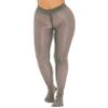 LiiYii Women's Stretch Compression Tights Shimmery Pantyhose Zipper Crotch Sheer Footed Leggings Grey Large view 1