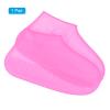 PATIKIL L Foldable Waterproof Silicone Shoe Cover, Reusable Non-Slip Overshoes Rain Shoes Covers Protectors Galoshes for Outdoor Rain Snow, Pink 1 Pair view 3