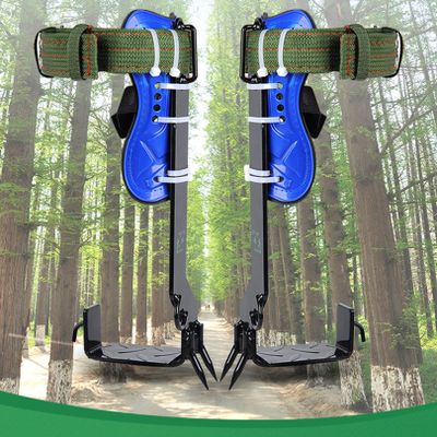 IINCOOY 2 Gears Tree Spikes for Climbing Set Stainless Steel Climbing Nails Adjustable Safety Belt Lanyard Rope Rescue Belt Camping Accessory