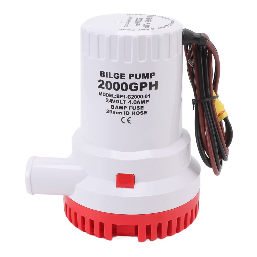 Bilge Pump, Bilge Pumps for Boats, Bilge Pump Silent Boat Submersible DC Micro Drain Marine Sewage for Pond Pool 2000 GPH (24V)