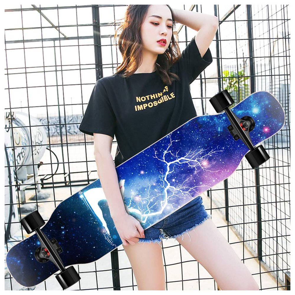 42 Inches Long Boards Skateboard for Girls Boys, Skateboards Premium Longboard Skateboard for Cruising Freestyle Downhill Dancing Skate Board Cruiser for Teens Adults Beginners ( Color : Style E )