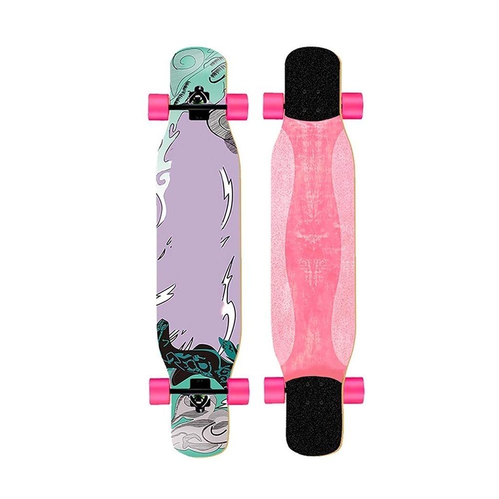 47 Inches Skateboard Longboard Drop Through Long Boards, Skateboard 7 Layer Maple Wood Skate Board Deck Long Board Cruiser for Kids Adults, Beginners Boys Girls Teens (Color : K)