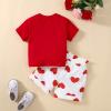 Kids Toddler Baby Girls Valentine's Day Spring Summer Print Cotton Short Sleeve Tshirt Baby Girl (Red, 4-5 Years) view 2