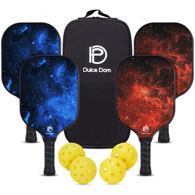 DULCE DOM Pickleball Paddles, USAPA Approved Lightweight Pickle-Ball Set with 4 Premium Balls and Bag, Perfect Valentine Pickleball Rackets Gifts for Women Men