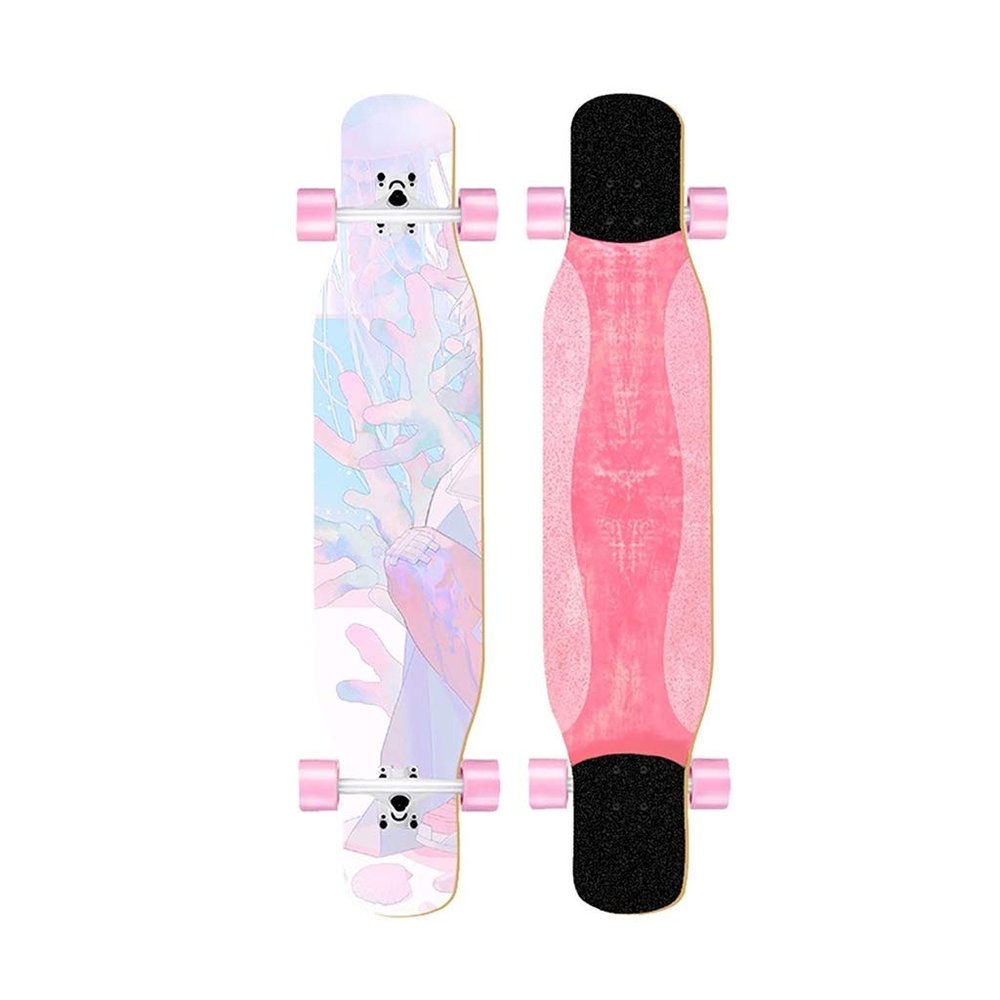 47 Inches Skateboard Longboard Drop Through Long Boards, Skateboard 7 Layer Maple Wood Skate Board Deck Long Board Cruiser for Kids Adults, Beginners Boys Girls Teens (Color : H)