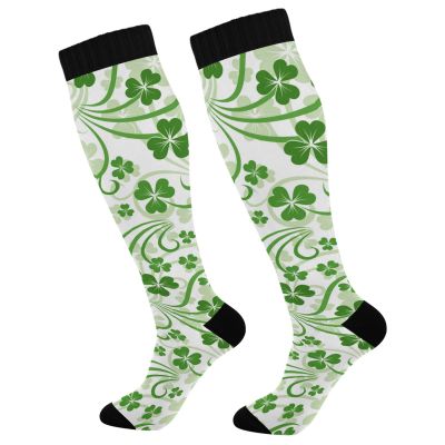 Wusikd St Shamrock Compression Socks for Women and Men Circulation Green Patrick Long Socks for Athletic Running 1