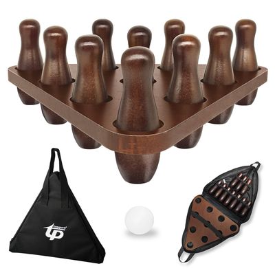TORPSPORTS Tabletop Shuffleboard Bowling Pin Set Portable Shuffleboard Bowling Pin Game,Solid Wood Shuffleboard Bowling Curling Games- Easy Carry