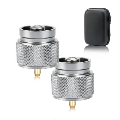 SAN LIKE 2 Pieces Camping Stove Adapter 0.2lb Propane Adapter Small Tank Input and Lindal Valve EN417 Output Gas Adapter Converter Outdoor Cylinder LPG Canister Convert