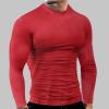 Men's Athletic Long Sleeve Compression Shirts Mens Base Layer Athletic Workout Shirt Compression Shirts Sport T Shirts(Red,XL) view 3
