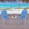 UDeuxff Folding Beach Chair,2 Pcs Steel Tube Camping Chair for Camping,Beach,Fishing,Picnic,Yard, Garden (Blue & White) view 2
