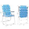 UDeuxff Folding Beach Chair,2 Pcs Steel Tube Camping Chair for Camping,Beach,Fishing,Picnic,Yard, Garden (Blue & White) view 3
