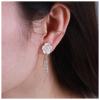 Erimberate Bohemian Rose Flower Ear Jackets Earrings Crystal Dangle Earrings Rose Studs Earrings Gold Cz Drop Earrings Rhinestone Tassel Earrings Jewelry for Women and Girls view 1