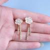 Erimberate Bohemian Rose Flower Ear Jackets Earrings Crystal Dangle Earrings Rose Studs Earrings Gold Cz Drop Earrings Rhinestone Tassel Earrings Jewelry for Women and Girls view 4