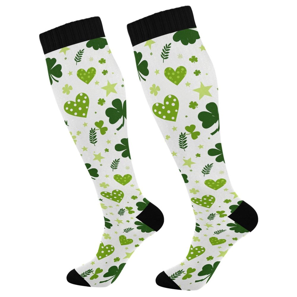Wusikd Clover Leaves Compression Socks for Women and Men Circulation Patrick Long Socks for Athletic Running 1