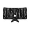 Agoky Women's Shiny Metallic Hollow Out Booty Shorts Low Rise Open Back Boxer Shorts Dance Bottoms Black Small view 4
