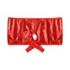 Agoky Women's Shiny Metallic Hollow Out Booty Shorts Low Rise Open Back Boxer Shorts Dance Bottoms Red Small view 2