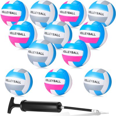 12 Pcs Volleyball Official Size 5 Waterproof Soft Volleyball Kit Beach Volley Ball Pool Volley Balls for Beginner Teenager Adult Indoor Outdoor Beach Training Equipment (Blue, White, Pink, Gray)