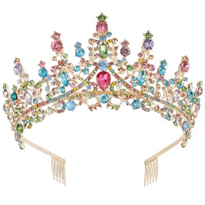 COCIDE Crowns for Women Tiaras for Women Colorful Crystal Rhinestones Queen Crown for Birthday Party Decorations Wedding Bridal Costume Cosplay Accessories