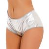 Agoky Women's Shiny Metallic Hollow Out Booty Shorts Low Rise Open Back Boxer Shorts Dance Bottoms Silver X-Large view 2
