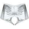 Agoky Women's Shiny Metallic Hollow Out Booty Shorts Low Rise Open Back Boxer Shorts Dance Bottoms Silver X-Large view 4