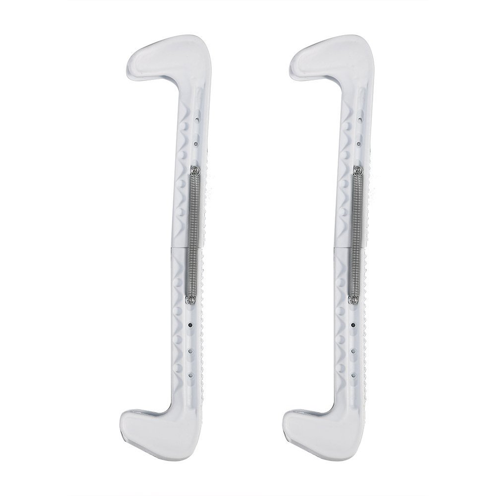 Durable Plastic Ice Hockey Skate Blade Guards Covers,Ice Skate Guards, Skating Guards and Soft Skate Blade Covers with Adjustable Spring Fits for Figure Skating or Hockey(White), Skate Guards Ic
