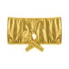 Agoky Women's Shiny Metallic Hollow Out Booty Shorts Low Rise Open Back Boxer Shorts Dance Bottoms Gold Small view 3
