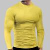 Men's Athletic Long Sleeve Compression Shirts Mens Base Layer Athletic Workout Shirt Compression Shirts Sport T Shirts(Yellow#02,M) view 3