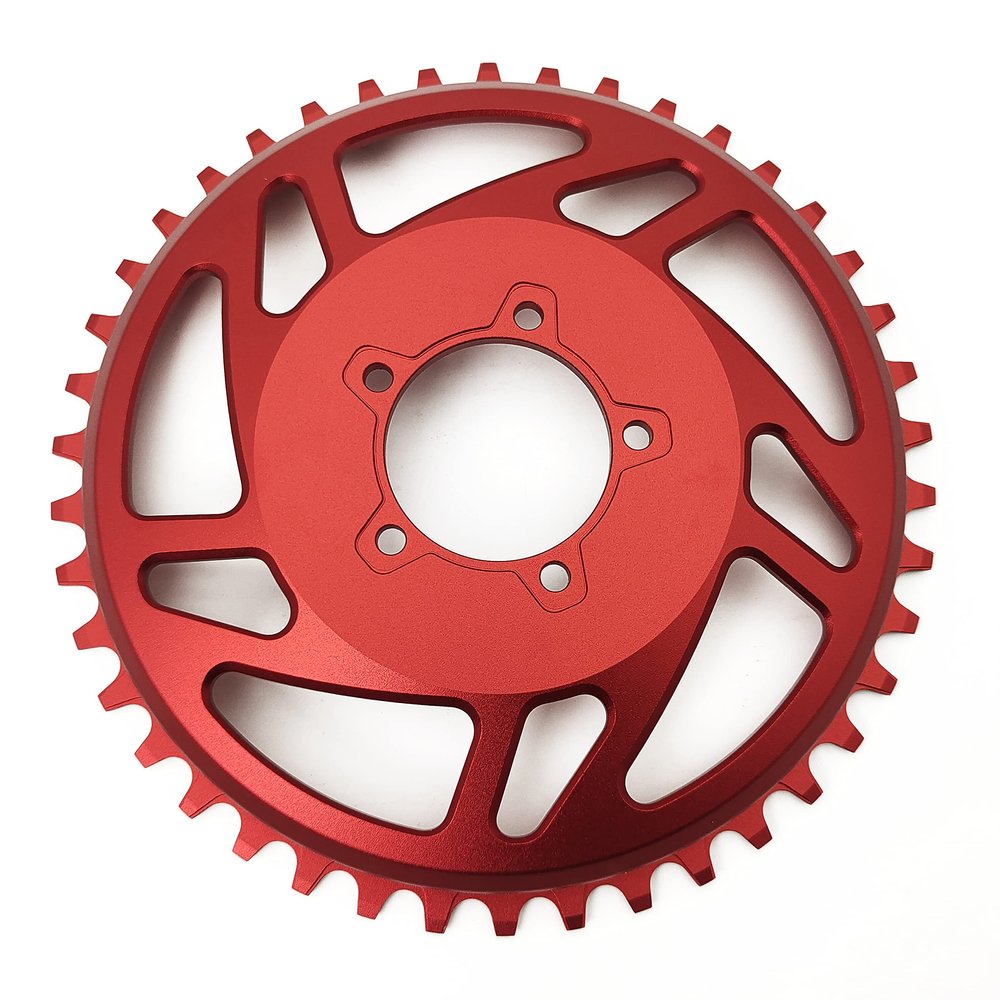 Electric Bike E-Bike 42T 6061-T6 7075 Aluminum Alloy Chainring Chainwheel for BAFANG BBSHD 48V 1000W Motor Kits (42T RED)