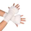Queenbox Faux Fur Knit Fingerless Gloves, Arm Hand Warmer Sleeve Half Finger Mittens, White 01 view 2
