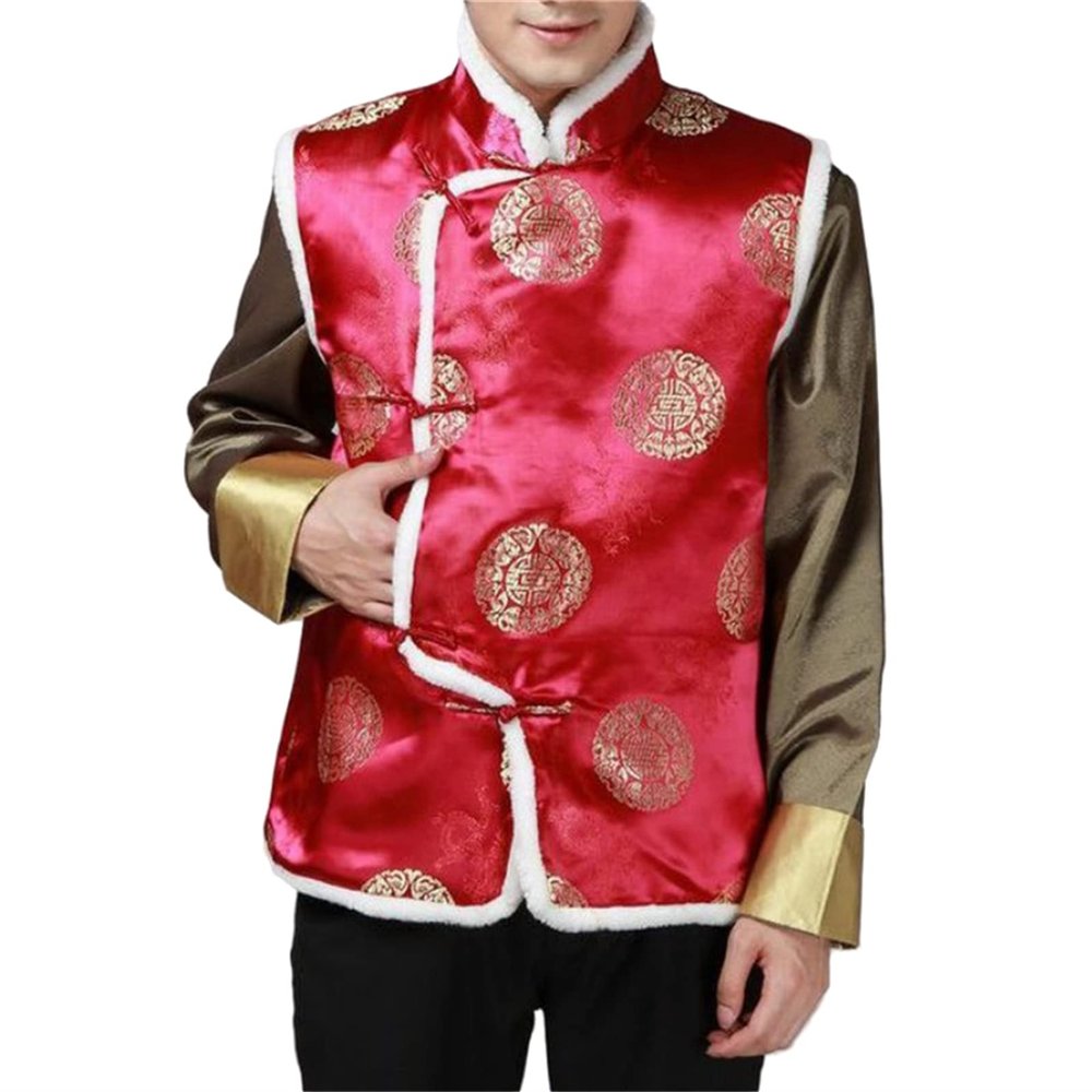 Chinese Top Men Winter Chinese New Year Tang Suit Waistcoat Disc Buckles (XXL,Purple,XX-Large,Regular,Regular)