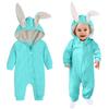 AGQT Baby Boys 1st Easter Outfit Halloween Bunny Costume Onesie Animal Jumpsuit Rabbit Ear Bodysuits One Piece Romper Hoodie Light Blue Size 6-12 Months view 1