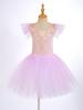 Agoky Girls Sequins Ballet Dance Dress Swan Lake Performance Tutu Leotard Dress with Fingerless Gloves Hair Clip Costume Pink A 9-10 Years view 3