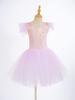 Agoky Girls Sequins Ballet Dance Dress Swan Lake Performance Tutu Leotard Dress with Fingerless Gloves Hair Clip Costume Pink A 9-10 Years view 4